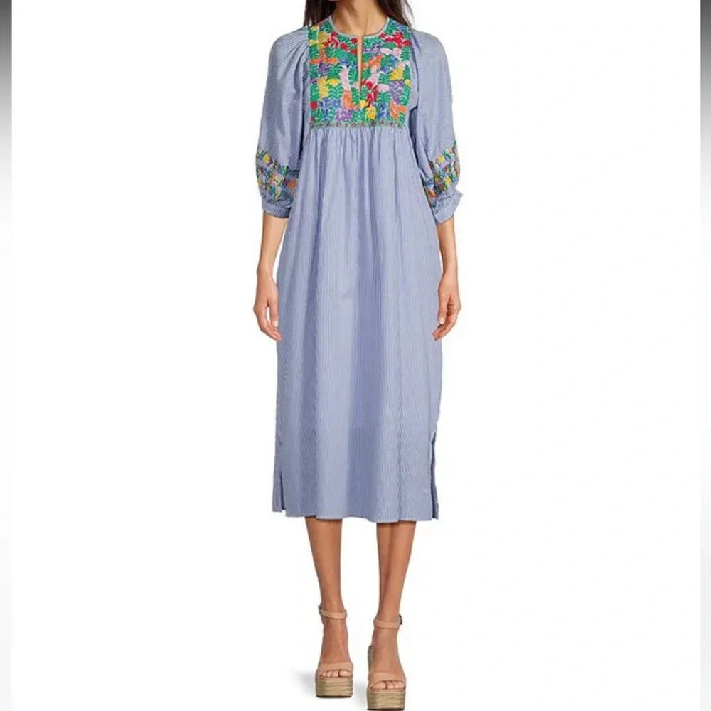 J.Marie
Tristen Embroidered Side Slit Striped Pullover Midi Dressπππ - Picture 1 of 14